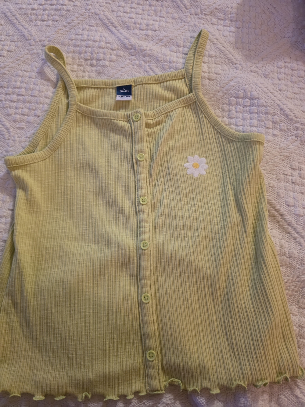 Old Navy Yellow Ribbed Daisy Tank Top with Front Buttons